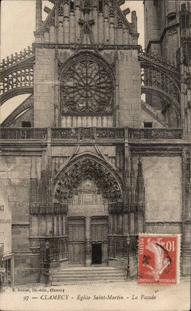 Clamecy - Igreja de São Martinho - A Fachada — E. Goulet, lib.-edit., Clamecy, n°97 - Frente