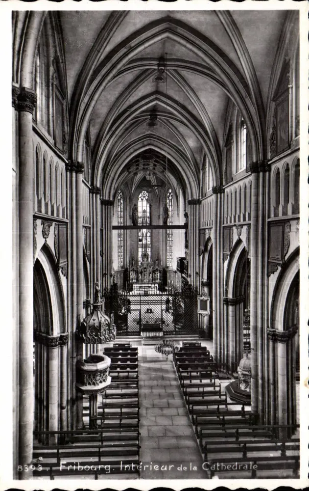 Fribourg — Innenansicht der Kathedrale — Édition Phil.-Perruchet, Lausanne, n°8393 - Vorderseite