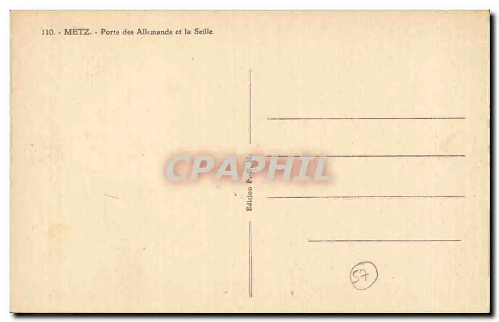 Metz - Porte des Allemands und die Seille — Edition P.-M. - Rückseite