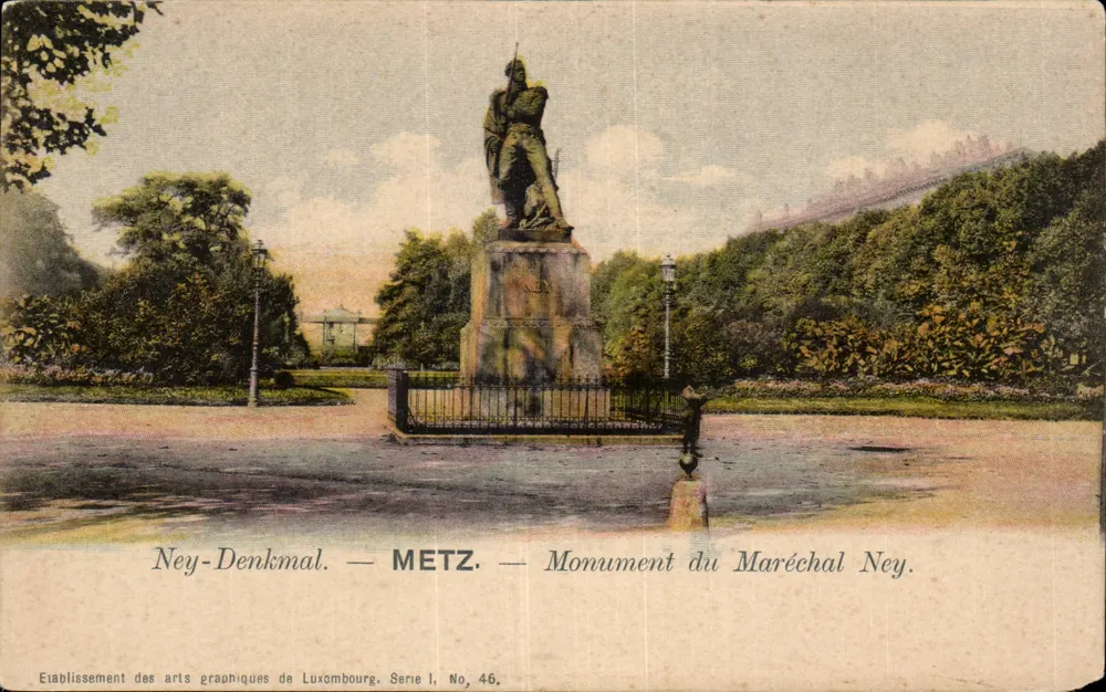 Monumento do Maréschal Ney — Metz — Etablissement des arts graphiques de Luxembourg, Série I, No. 46 - Frente