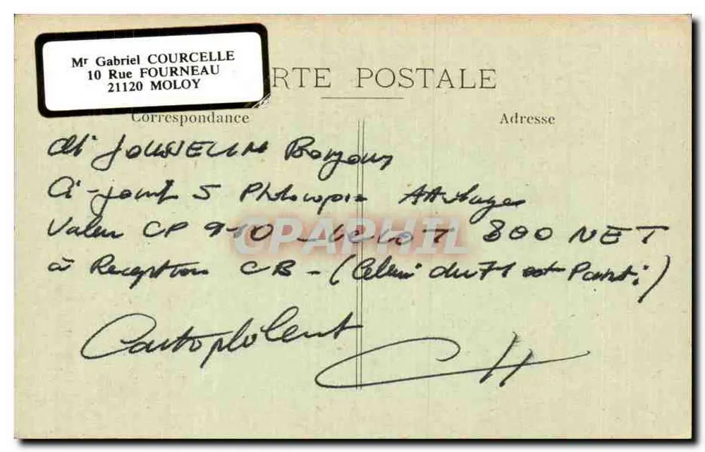 Dijon — O Hotel das Correios — inaugurado em 24 de Outubro de 1909, sobre o antigo Castelo de Dijon - Verso