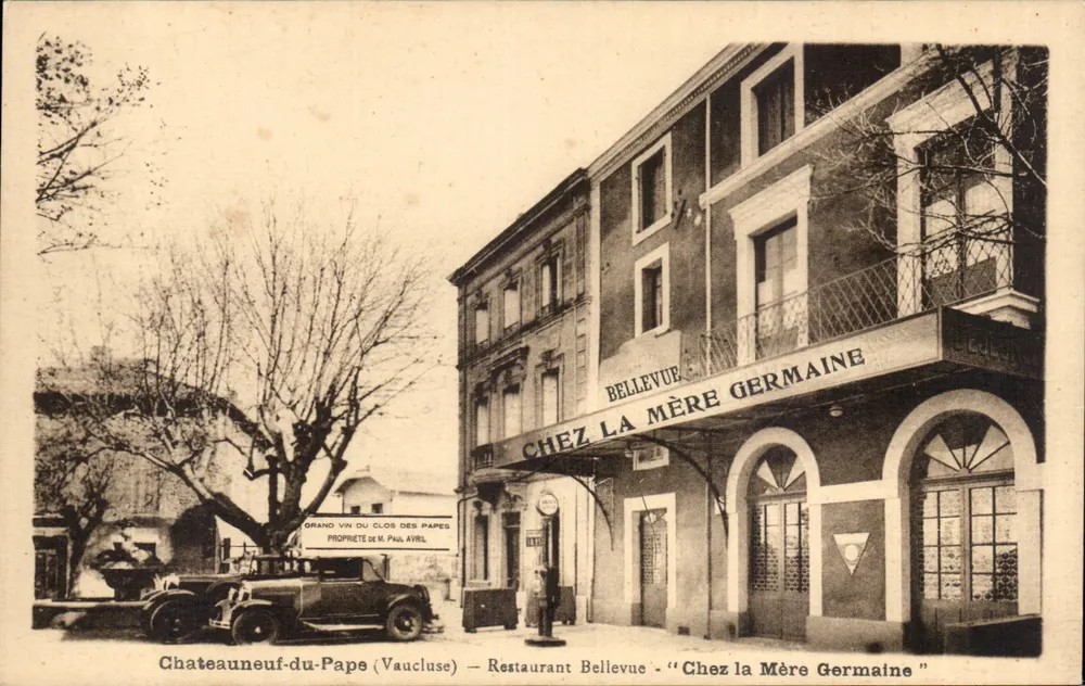 Châteauneuf-du-Pape (Vaucluse) — Restaurant Bellevue « Chez la Mère Germaine » — Verlag Tabuc - Vorderseite