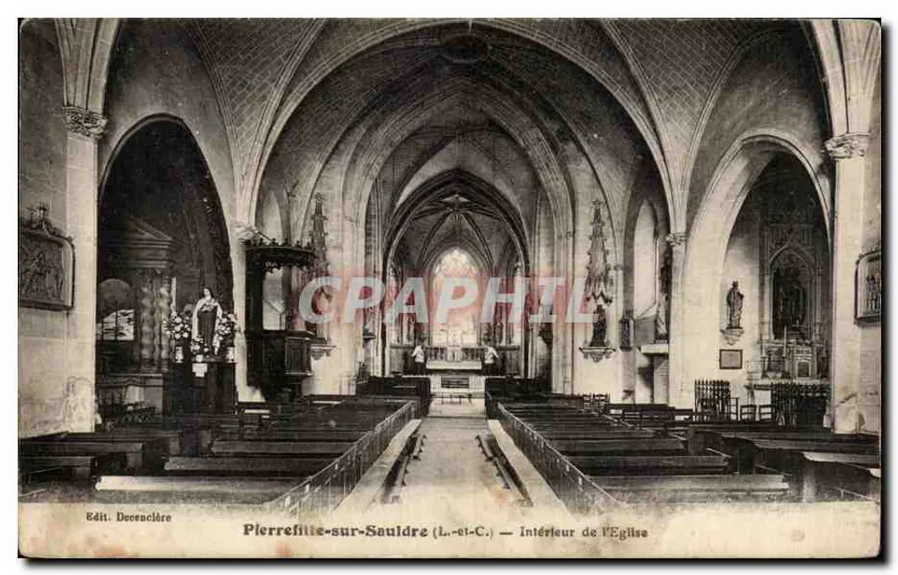 Pierrefitte-sur-Sauldre (Loir-et-Cher) — Interior da Igreja — Edit. Decencière - Frente