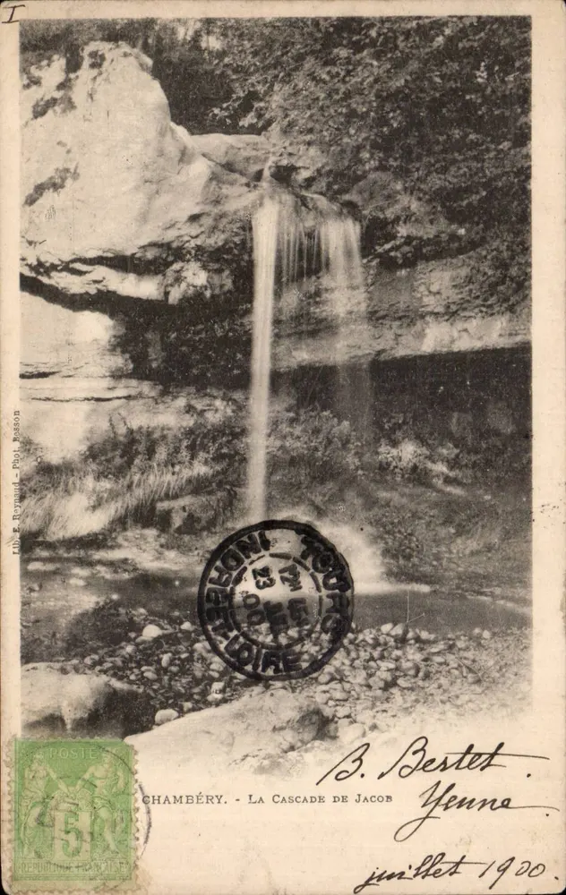 Chambéry - A Cachoeira de Jacob — Editor L. E. Reynaud - P. Pol. Besson, número de série visível - Frente