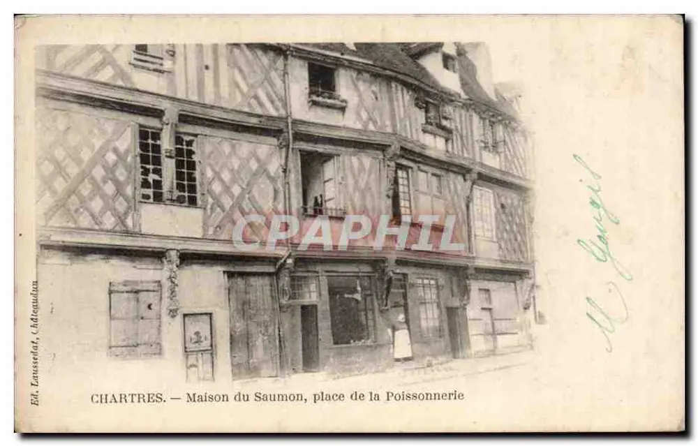 Chartres — Casa do Salmão, praça da Pescaria — Ed. Lassuset, Château-Gaillard - Frente