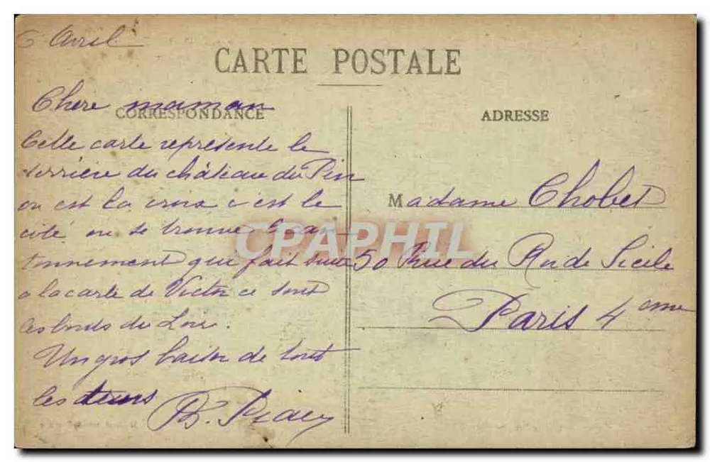 Couture (Loir-et-Cher) — O Ponte do Pin — Fototipo B. Houguet, Château-du-Loir (Sarthe) - Verso