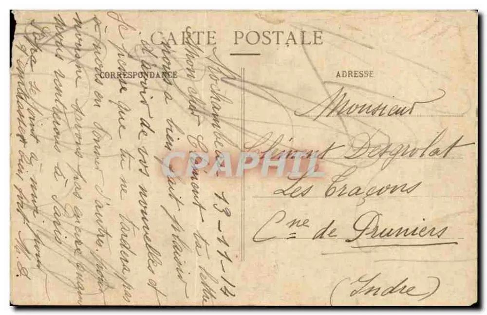 Thoré - Vista principal do Castelo de Rochambeau — Edição Gilbert Frères, Vendôme, n°3 - Verso