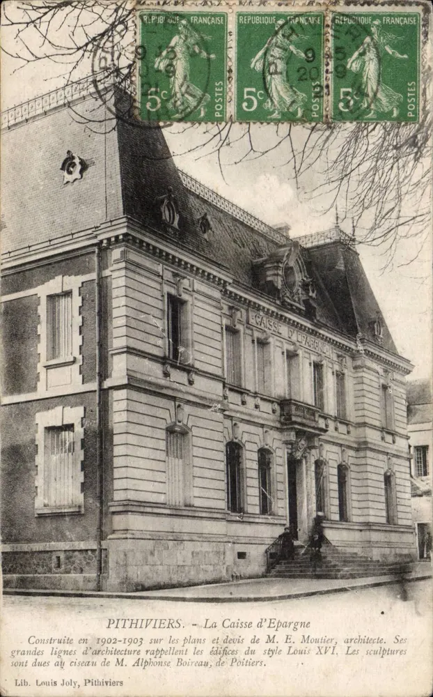 Pithiviers — A Caixa de Poupança — Lib. Louis Joly, Pithiviers - Frente