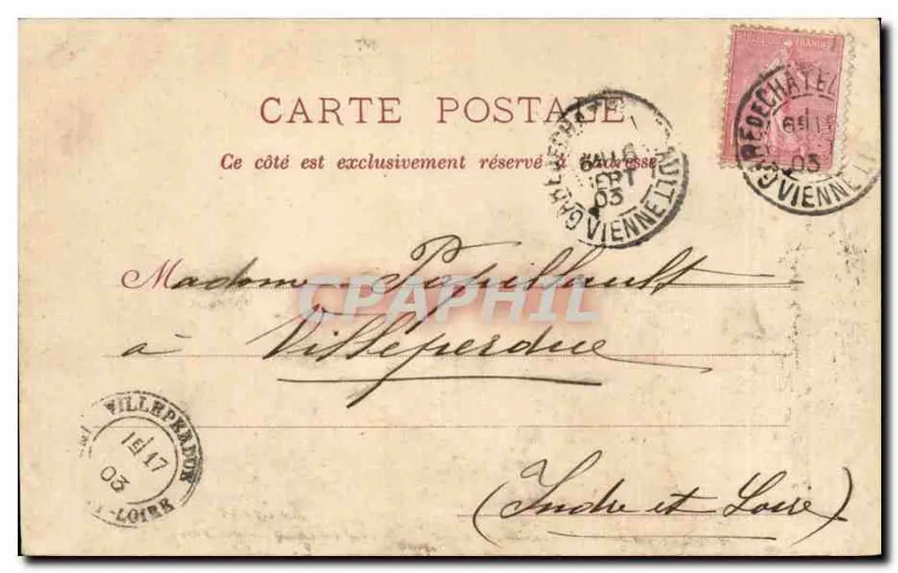 Chinon — Ansicht der äußeren Mauern des Schlosses (Nordseite) — G. Duret, Nr. 77 - Rückseite