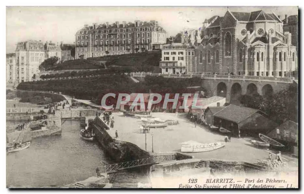 Biarritz — Katedra św. Eugenii i Hotel Anglijski — Port Rybacki - Awers