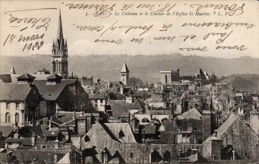 Pau — Schloss und Turm der Kirche St-Martin — L. V. - Vorderseite