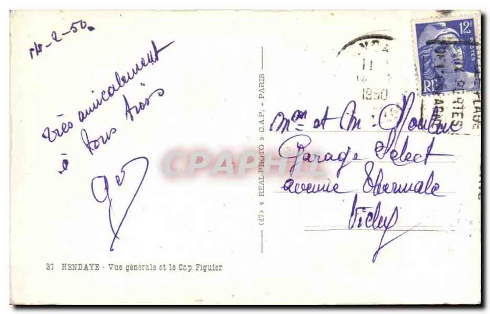 Hendaye - Vista geral e o Cabo Figuier — (47) & REAL-PHOTO & C.A.P. - PARIS - Verso