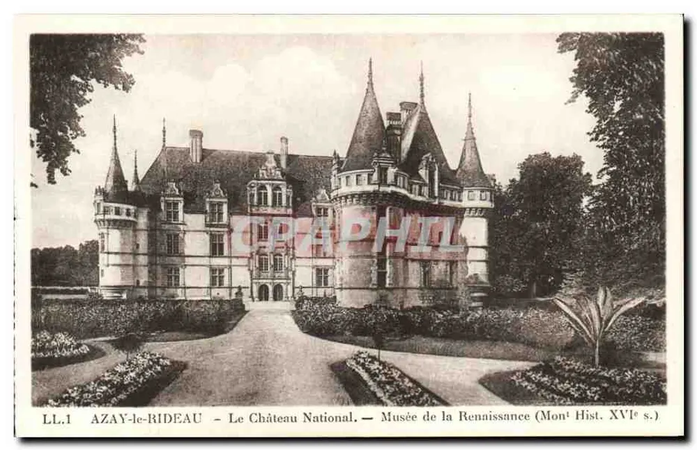 Azay-le-Rideau — Das nationale Schloss — Museum der Renaissance (Historisches Monument, 16. Jahrhundert) - Vorderseite