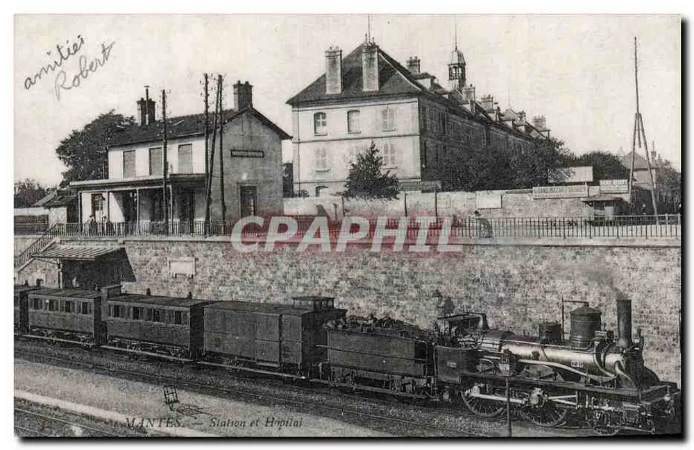 MANTES — Bahnhof und Krankenhaus - Vorderseite