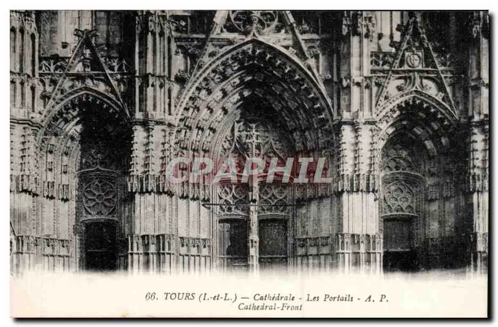 Tours (I.-et-L.) — Catedral — Os Portais — A. P. - Frente