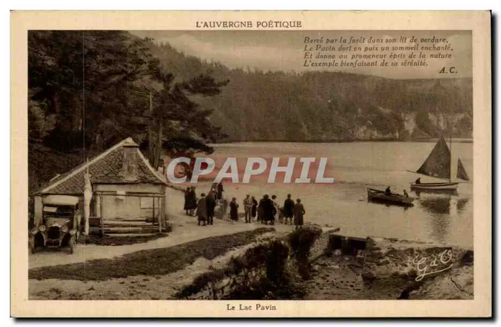 Lac Pavin — Poetische Auvergne — J. Gountufanges, Verlag (Puy-de-Dôme) - Vorderseite