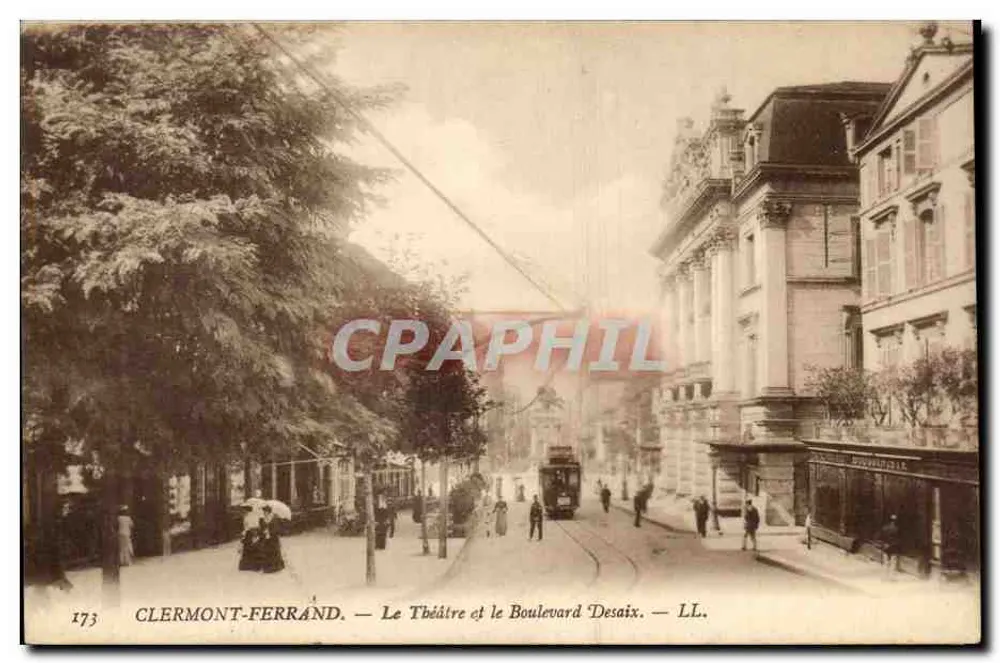 Clermont-Ferrand — Ansicht des Theaters und Boulevard Desaix — LL. n°1773 - Vorderseite
