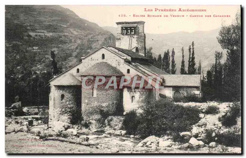 Igreja romana de Verdun — Cantão dos Carannes — Les Pyrénées Ariégeoises - Frente