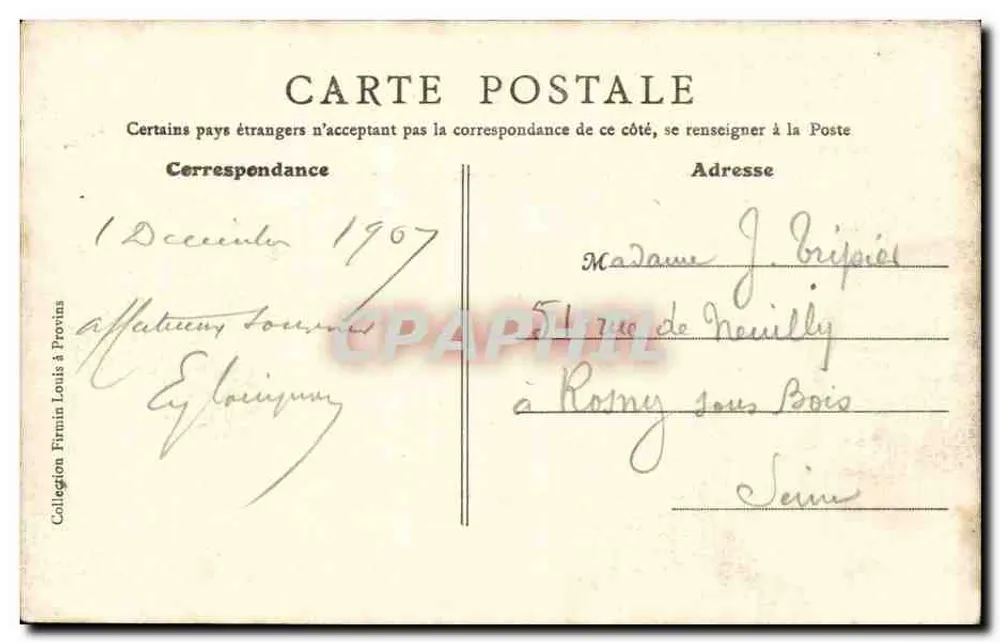 Previns — Interior da Grange aux Dîmes — Coleção Firmin Louis em Provins - Verso