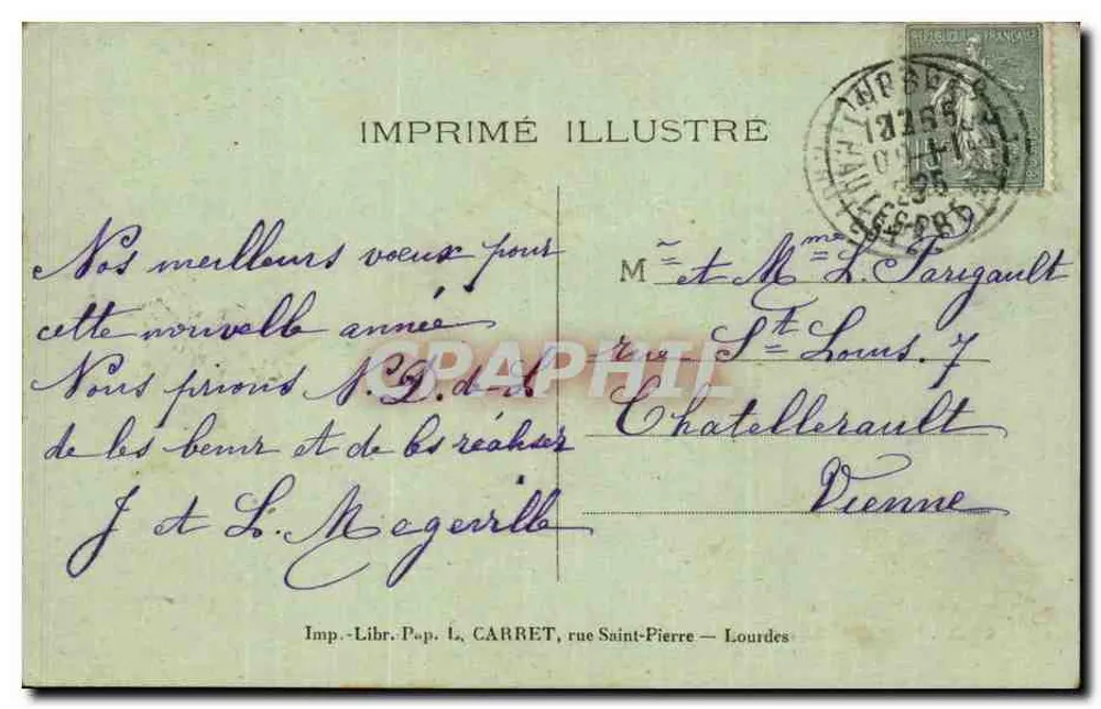 Lourdes — A Gruta — Imp. Libr. Pop. CARRET, rua Saint-Pierre - Verso