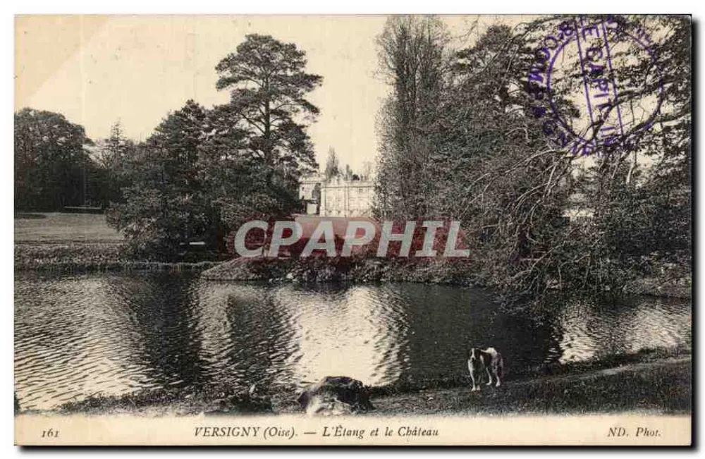 Versigny (Oise) — A Lagoa e o Castelo — ND. Fot. - Frente