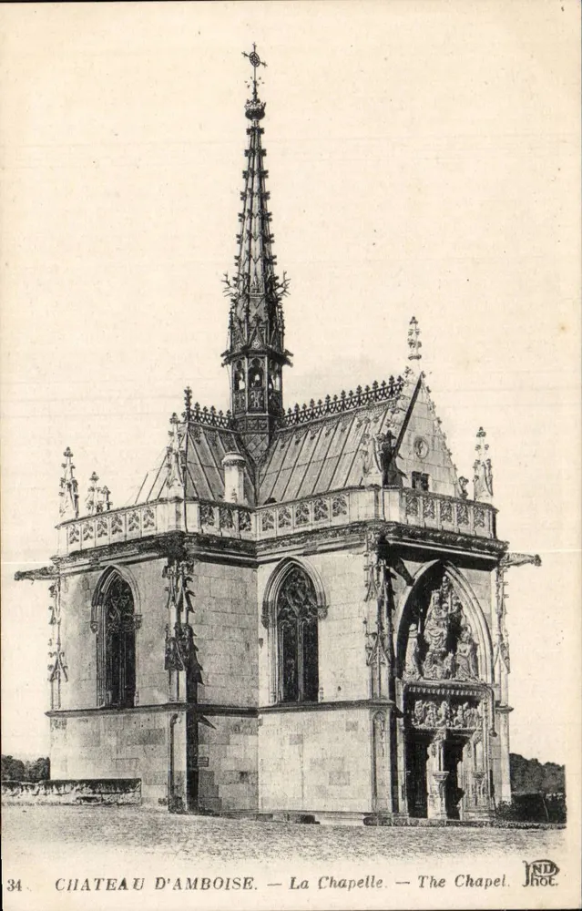 Castelo de Amboise — A Capela — The Chapel — editor J. D. Hoc, n° 34 - Frente