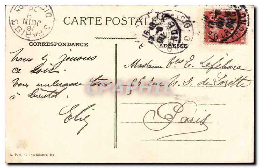 Bordeaux — O Grande Teatro — A.P.S. C Intendance Bx. - Verso