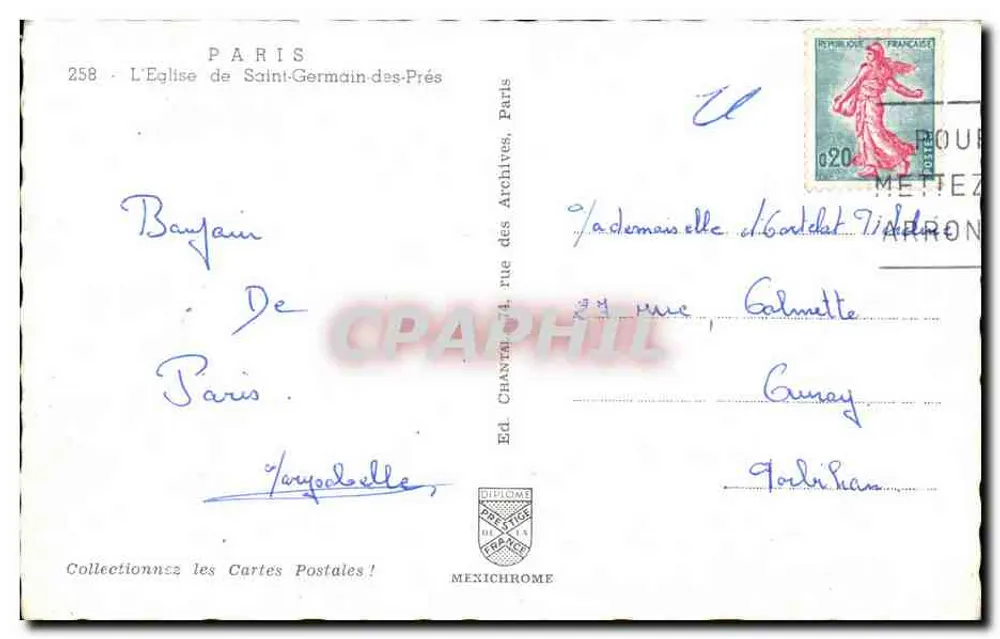 Chiesa di San Germain des Prés — Parigi — Ed. Mexichrome, n° 258 - Verso
