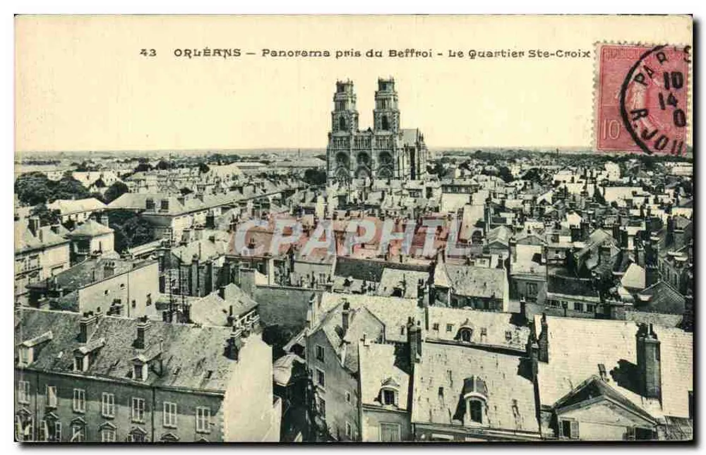 Orléans — Panorama tirado do Campanário — O Bairro de Santa Cruz — editor não identificado, n° 43 - Frente