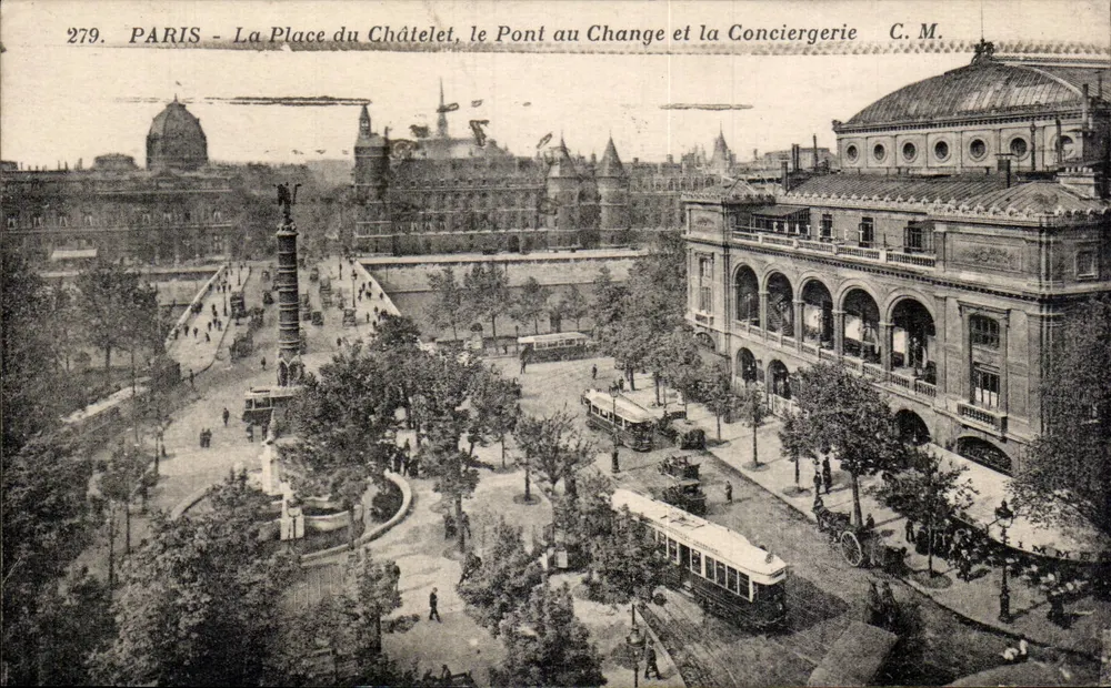 PARIS - Die Place du Châtelet, der Pont au Change und die Conciergerie — C.M. n°279 - Vorderseite