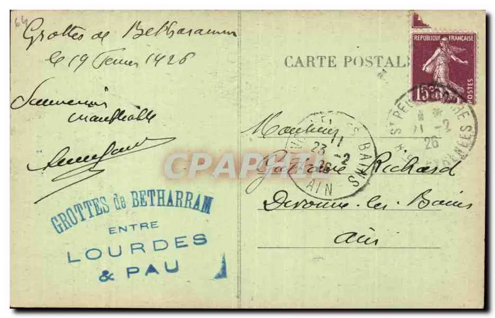 Grutas de Bétharram — Coluna dos Palmier — Os Pirineus entre Lourdes & Pau - Verso