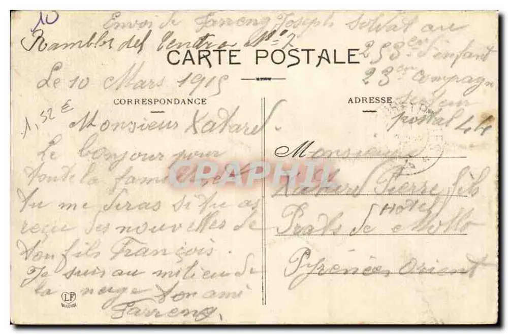 Le Rouscollos — Fontäne mit Statue — Verlag Le Rouscollos - Rückseite