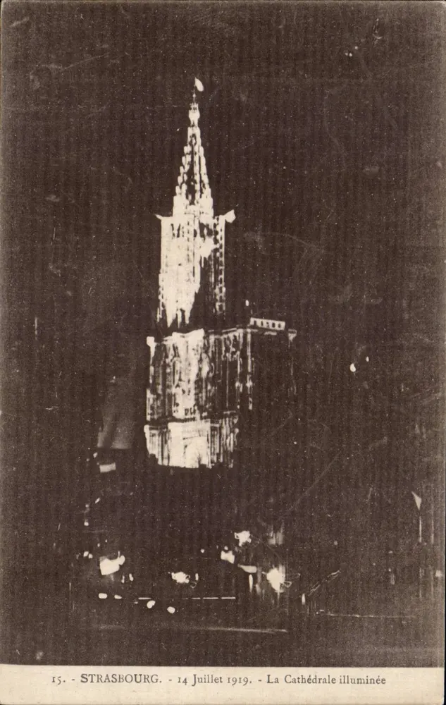 Straßburg - Die beleuchtete Kathedrale - 14. Juli 1919 - Vorderseite