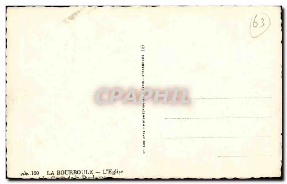 La Bourboule — Die Kirche — Les Arts Photomécaniques, Paris - Rückseite