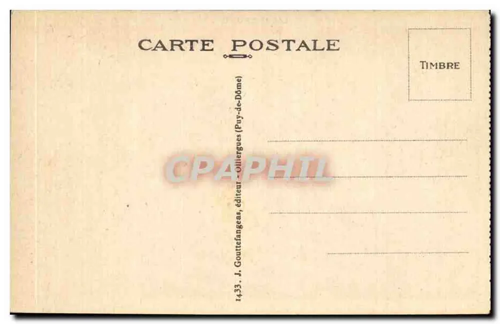 Mont-Dore - La Grande Cascade — L'Auvergne — J. Gouitefangeau, uitgever - Achterkant