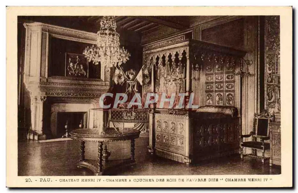 Pau — Château Henri IV — Schlafzimmer der Könige von Navarra genannt 'Chambre Henri IV' - Vorderseite