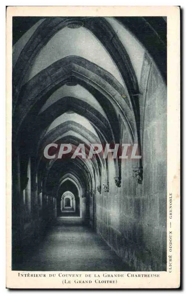Interior do Convento da Grande Chartreuse — O Grande Claustro — Cliché Oddoux — Grenoble - Frente