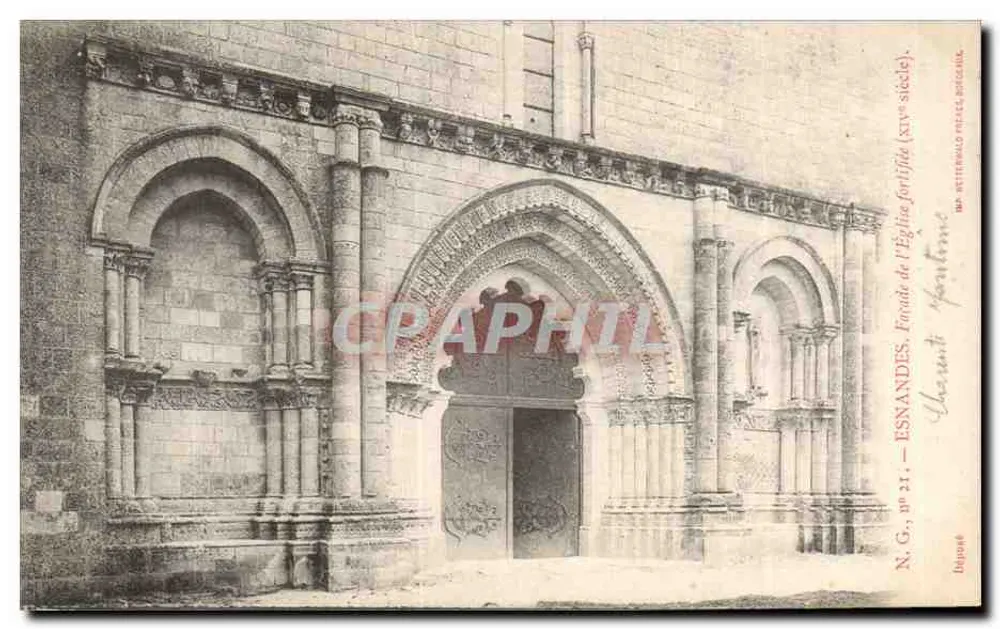 Geführte Kirche von Esnandes — Fassade der Geführten Kirche (19. Jahrhundert) — N.G., n° 21 — Imp. Rétinaldo Fretes, Brüssel - Vorderseite