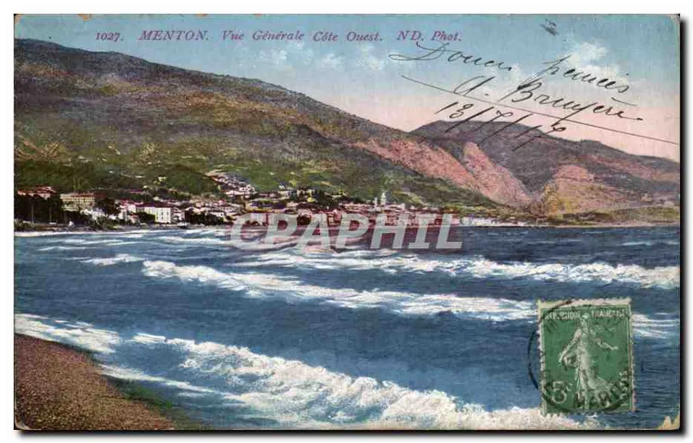 Menton. Vista Geral da Costa Oeste — ND. Fot. — N° 1027 - Frente