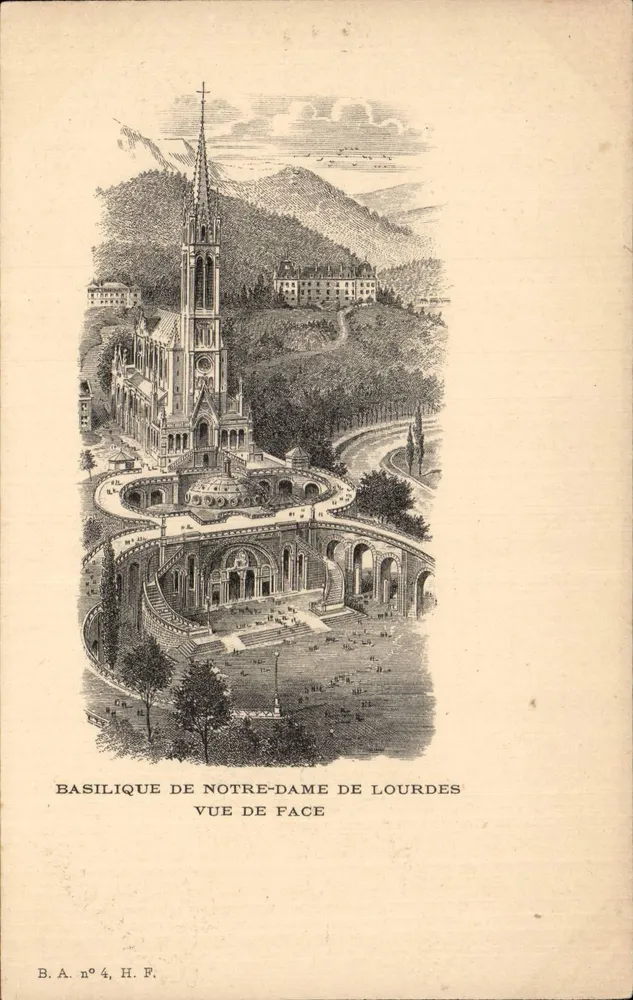 Basílica de Nossa Senhora de Lourdes — Vista frontal — B.A. n°4, H.F. - Frente