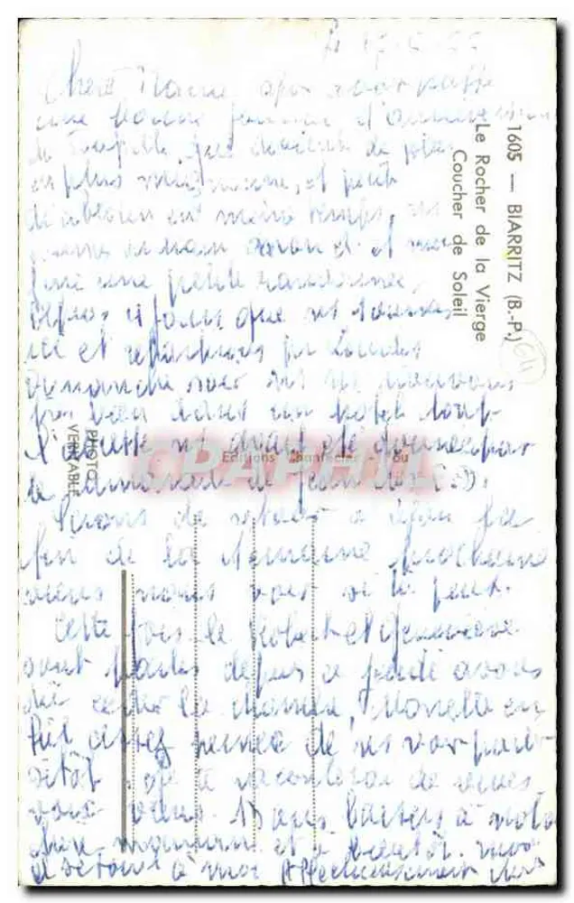 Der Felsen der Jungfrau — Biarritz — Verlag Chantecler, Nr. 1605 - Rückseite