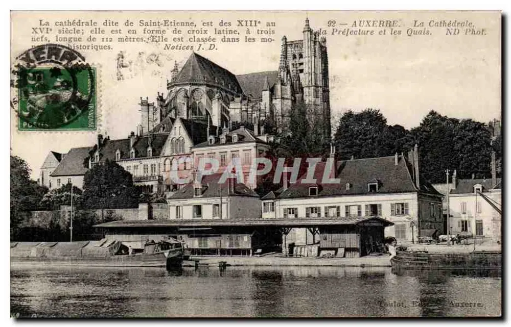 Auxerre — Katedra, Prefektura i Quais — Notki J.D. - Awers