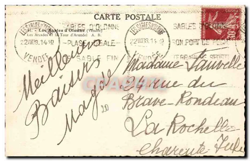 Die Arcaden und die Turm von Arundel — Sables-d'Olonne (Vendée) — Editions A.B. - Rückseite