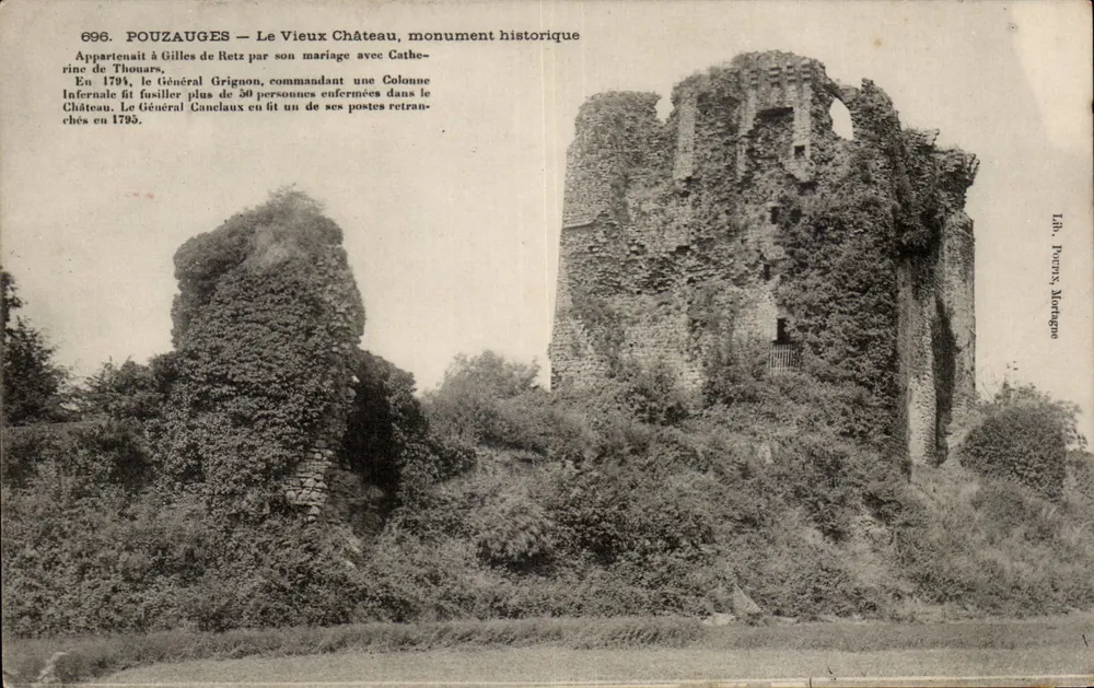 Pouzauges — Le Vieux Château, monument historique — Lib. Poirey, Montagne - Recto