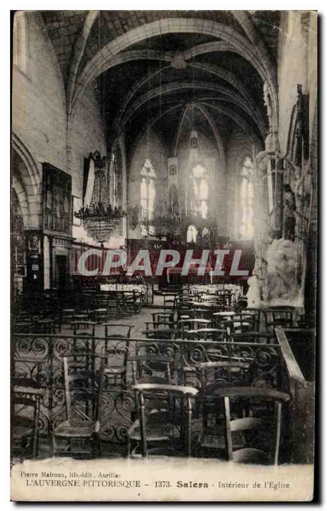 Salers — Innenansicht der Kirche — L'Auvergne Pittoresque, Nr. 1373, Edit. Pierre Malrous, Aurillac - Vorderseite
