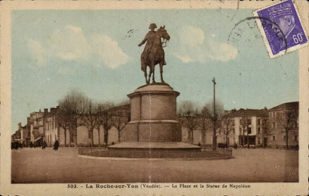 La Roche-sur-Yon (Vendée) — Die Place und die Statue Napoleons — Phototypie Jehly-Poupin, n° 503 - Vorderseite