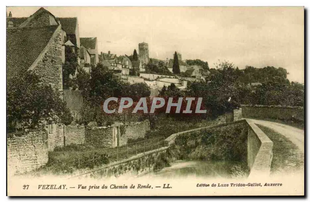 Vezelay — Aussicht vom Chemin de Ronde — Luxus-Ausgabe Tridon-Gallot, Auxerre - Vorderseite