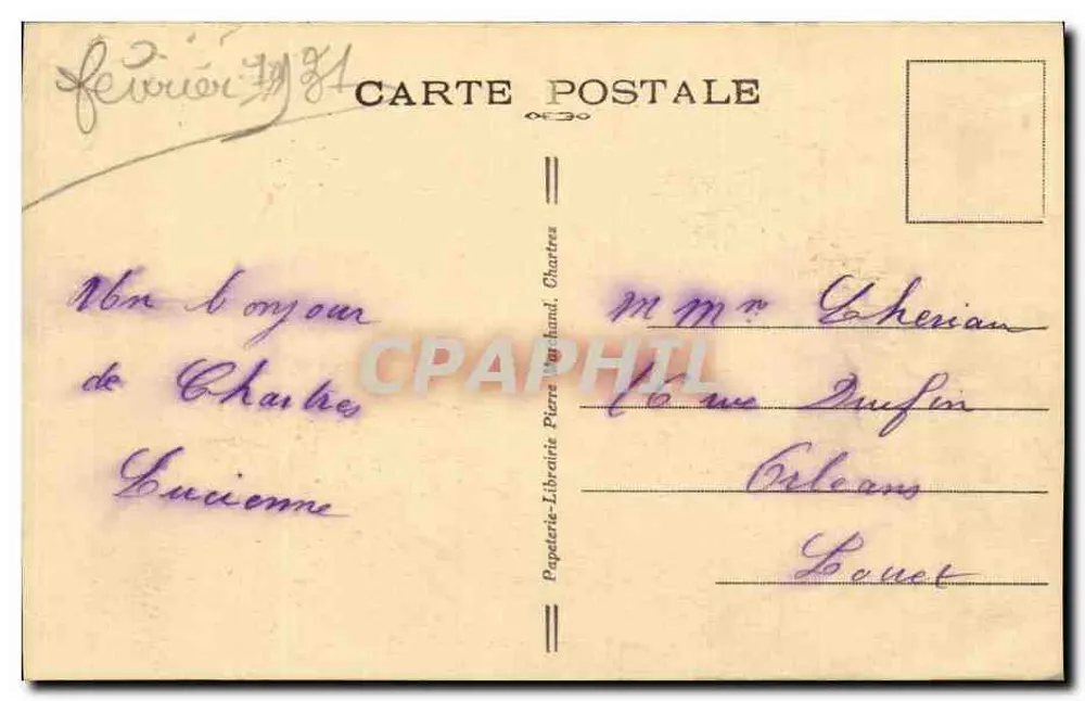 Chartres — Most Nowy — wydawca Papeterie-Librairie Pierre Vachard, n°6 - Rewers