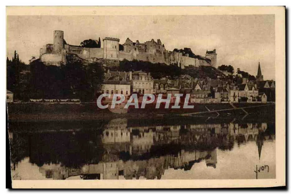 Schloss Chinon — Blick von den Ufern der Vienne — Éditions d'Art Yvon, Paris - Vorderseite