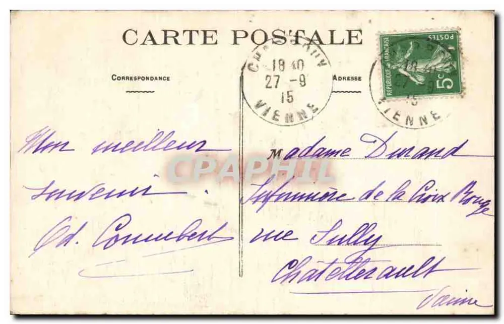 Charroux (Vienne) — Ruinen der Zentraltürme der ehemaligen Abteikirche — unbekannter Verlag - Rückseite